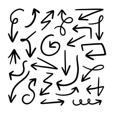 Vektör kaba el çizilmiş oklar beyaz arka planda izole