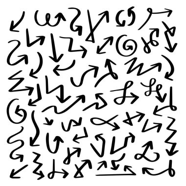 Vektör kaba el çizilmiş oklar beyaz arka planda izole