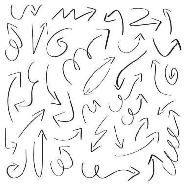 Vektör kaba el çizilmiş oklar beyaz arka planda izole