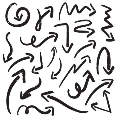 Vektör kaba el çizilmiş oklar beyaz arka planda izole