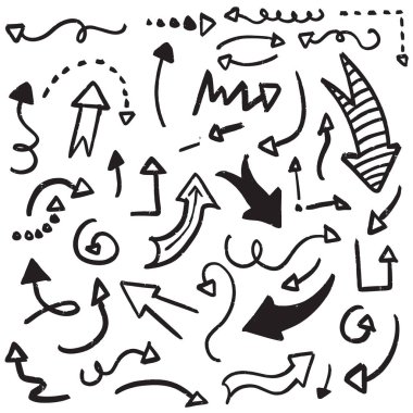 Vektör kaba el çizilmiş oklar beyaz arka planda izole