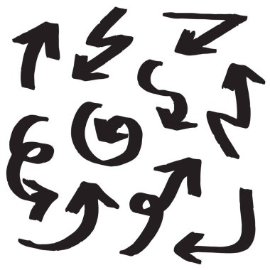 Vektör kaba el çizilmiş oklar beyaz arka planda izole