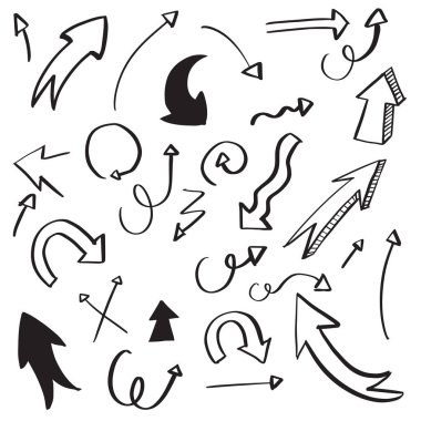 Vektör kaba el çizilmiş oklar beyaz arka planda izole