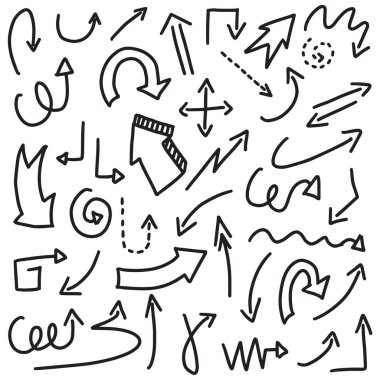 Vektör kaba el çizilmiş oklar beyaz arka planda izole