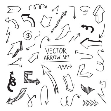 Vektör kaba el çizilmiş oklar beyaz arka planda izole