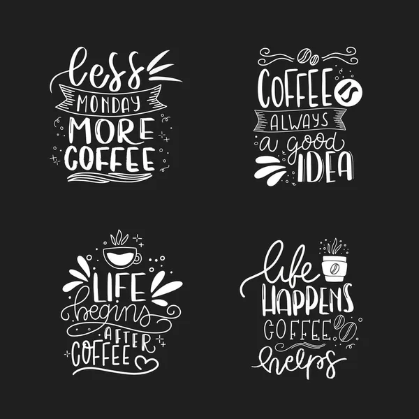 Tipografía Moderna Letras Café Pero Primero Café Frase Letras Dibujada — Archivo Imágenes Vectoriales