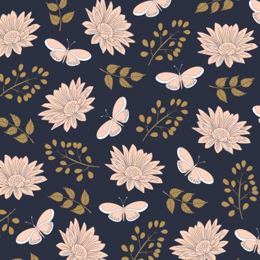 Vintage Zarif Çiçek Desen. Çiçek tasarımları ile zarif arka plan. Dijital Baskı ve Süblimasyon Tekniklerine İyi Geliyor. 