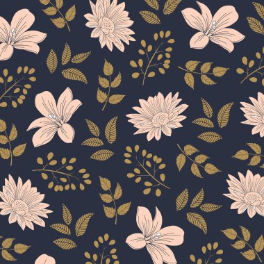 Vintage Zarif Çiçek Desen. Çiçek tasarımları ile zarif arka plan. Dijital Baskı ve Süblimasyon Tekniklerine İyi Geliyor. 