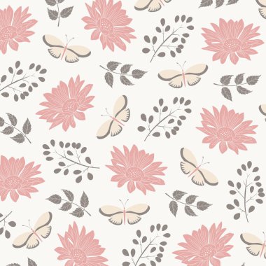 Vintage Zarif Çiçek Desen. Çiçek tasarımları ile zarif arka plan. Dijital Baskı ve Süblimasyon Tekniklerine İyi Geliyor. 