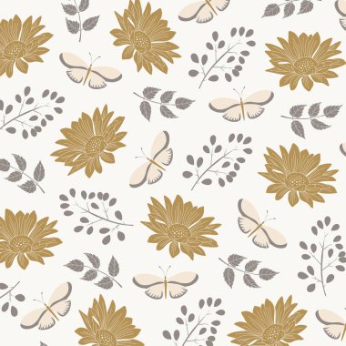 Vintage Zarif Çiçek Desen. Çiçek tasarımları ile zarif arka plan. Dijital Baskı ve Süblimasyon Tekniklerine İyi Geliyor. 