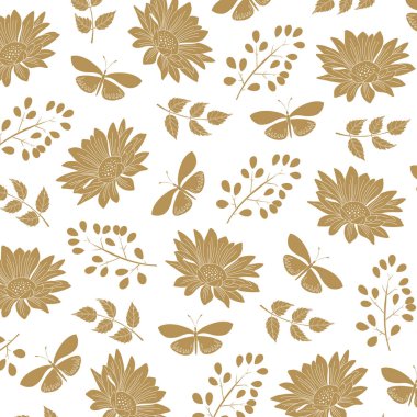 Vintage Zarif Çiçek Desen. Çiçek tasarımları ile zarif arka plan. Dijital Baskı ve Süblimasyon Tekniklerine İyi Geliyor. 