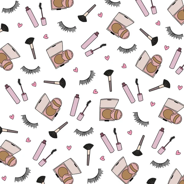 Dessiné Main Maquillage Cosmétiques Éléments Doodle Des Griffes Cosmétiques Isolent — Image vectorielle