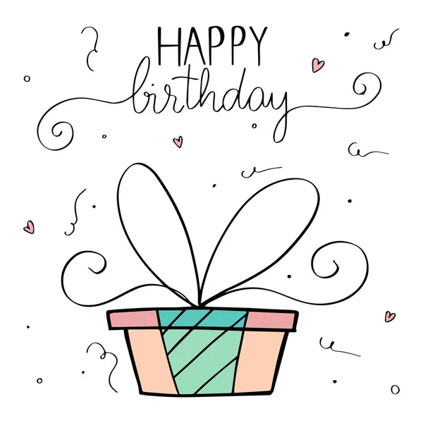 Happy Birthday Ręcznie Wyciągnąć Projekt Karty Urodziny Doodles — Wektor stockowy