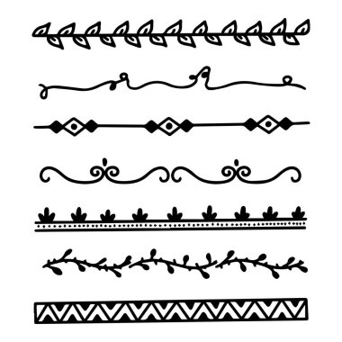 El Yapımı Altı Çizili Vuruş Seti. Grunge marker stilinde vektör vuruşları. 