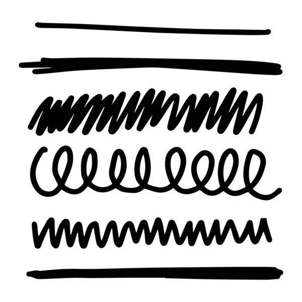 El Yapımı Altı Çizili Vuruş Seti. Grunge marker stilinde vektör vuruşları. 
