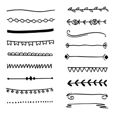 El Yapımı Altı Çizili Vuruş Seti. Grunge marker stilinde vektör vuruşları. 