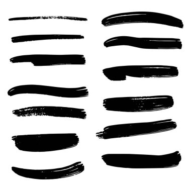 El Yapımı Altı Çizili Vuruş Seti. Grunge marker stilinde vektör vuruşları. 