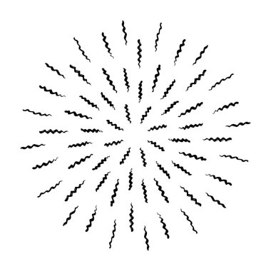 Klasik Güneş patlaması patlaması. El Çizimi Tasarım Grafik Element Havai Fişekleri Siyah Işın Vektörü