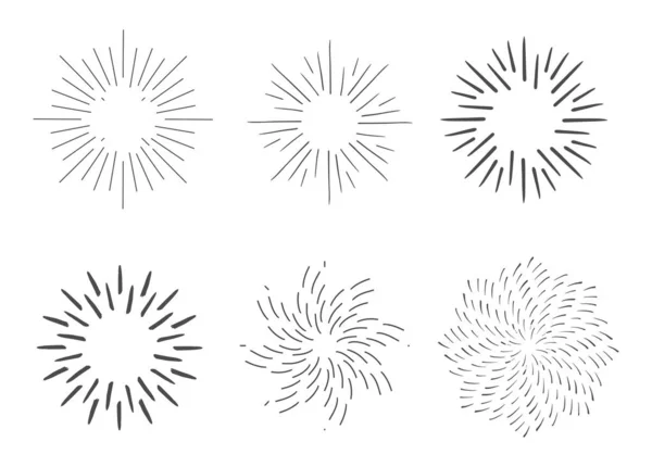 Explosión Vintage Sunburst Elemento Gráfico Diseño Dibujado Mano Fuegos Artificiales — Archivo Imágenes Vectoriales