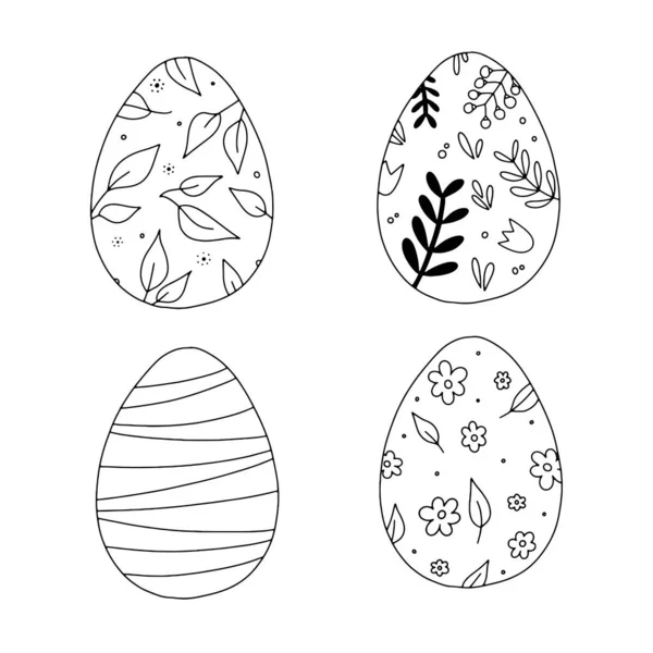 Feliz Pascua Huevos Pascua Iconos Dibujados Mano — Vector de stock