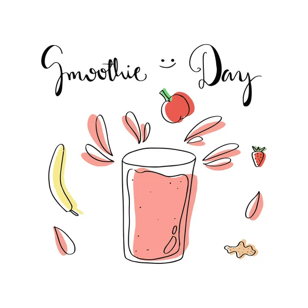 Smoothie Day Lindo Doodle Ilustración — Vector de stock