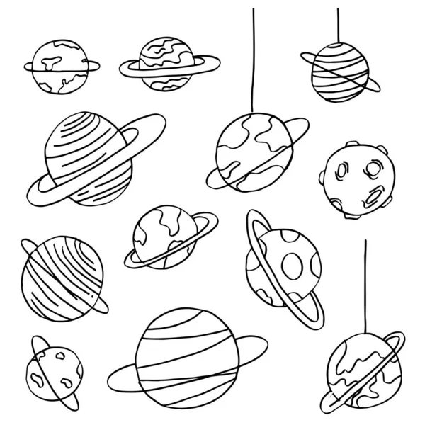 Ручной Рисунок Космического Образца Ручной Эскиз Фона Космических Каракулей — стоковый вектор