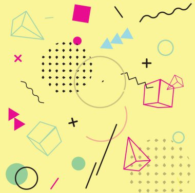 Geometrik soyut Pop Memphis Background.Applicable broşürler, posterler, afiş ve kapakları için. 
