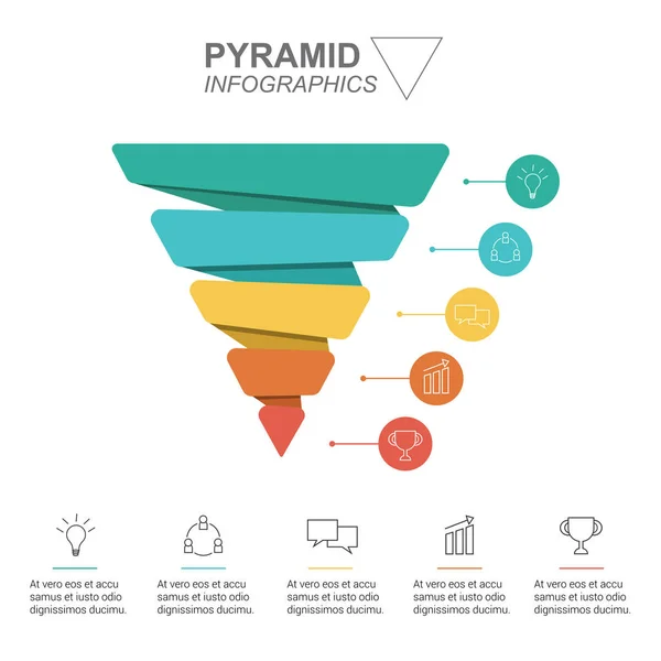 Infográficos Pirâmide Pirâmide Funil Com Gráficos — Vetor de Stock