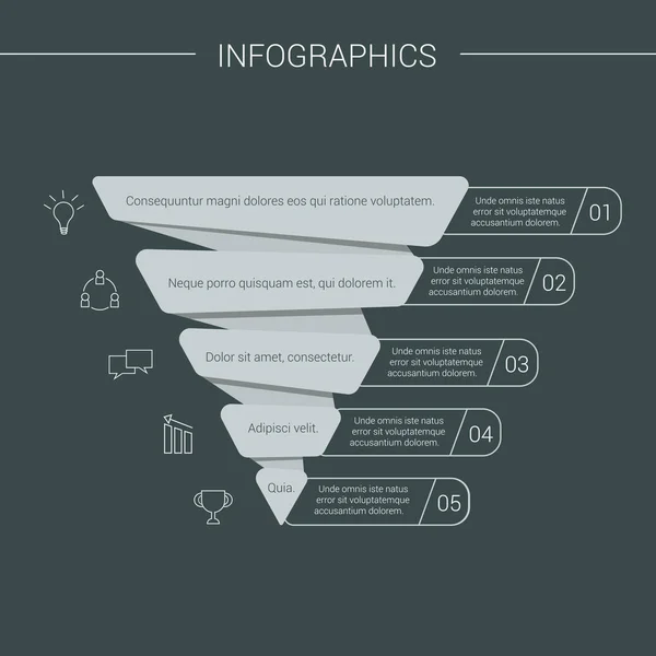 Pyramide Infographics Trechter Piramide Met Kaarten — Stockvector