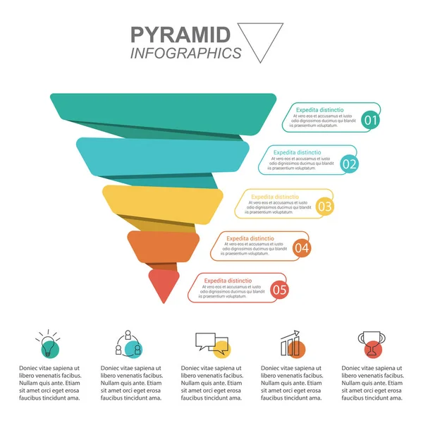 Infográficos Pirâmide Pirâmide Funil Com Gráficos — Vetor de Stock