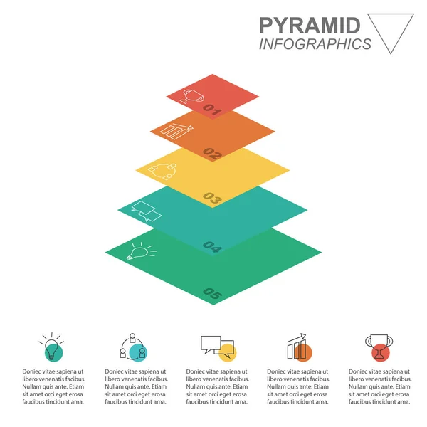 Infográficos Pirâmide Pirâmide Funil Com Gráficos — Vetor de Stock