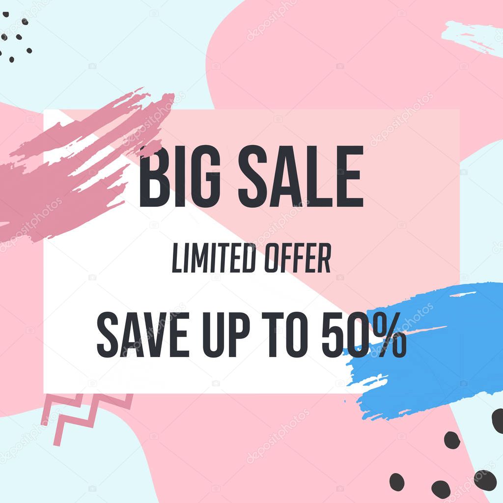 Sale banner template design. Big Sale design for business. Abstract Discount banner, Sale banner, limited offer. Vector illustration. 