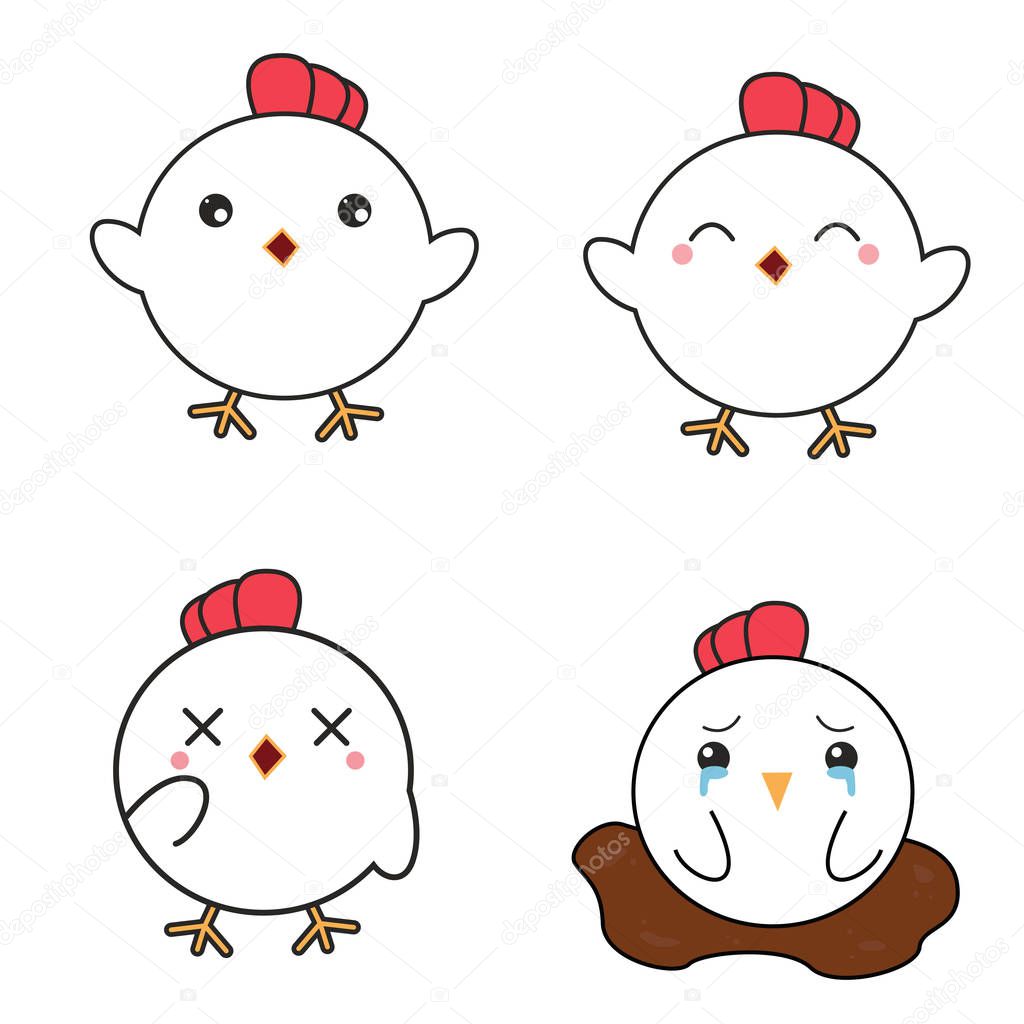 Cute Chicken Illustration. Can be used for scrapbooking, children's room decoration, t-shirt print, invitation, greeting card design and other. 