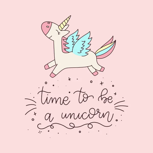 Unicorn ve Magic Doodles. Sihirli öğeleri ile sevimli Unicorn ve midilli koleksiyonu. El çizilmiş çizgi stili. Vector karalamalar illüstrasyonları.