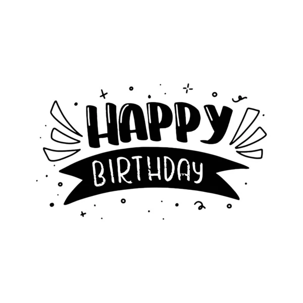 Feliz Aniversário Lettering Card Design Happy Birthday Modern Brush Letras —  Vetores de Stock