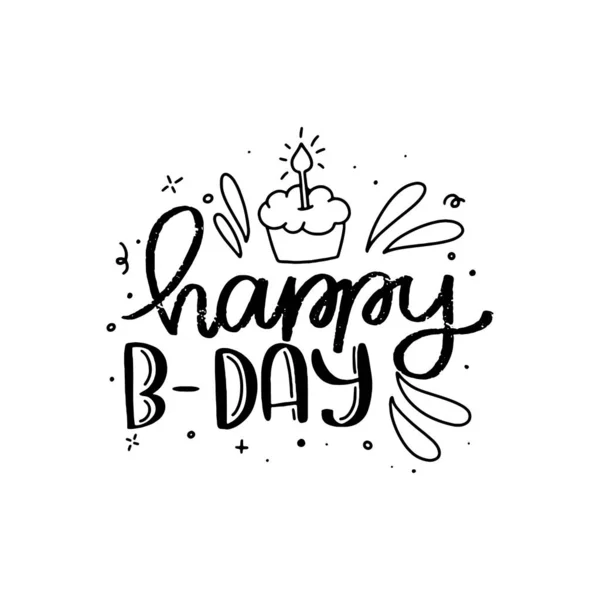 Feliz Aniversário Lettering Card Design Happy Birthday Modern Brush Letras — Vetor de Stock