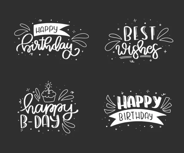 Happy Birthday Kartki Design Card Happy Urodziny Modern Brush Typografia — Wektor stockowy