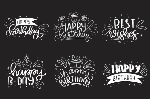 Feliz Aniversário Lettering Card Design Happy Birthday Modern Brush Letras —  Vetores de Stock