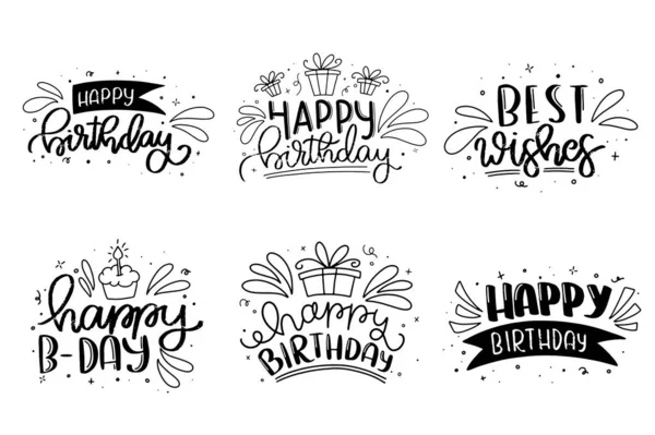 Happy Birthday Kartki Design Card Happy Urodziny Modern Brush Typografia — Wektor stockowy