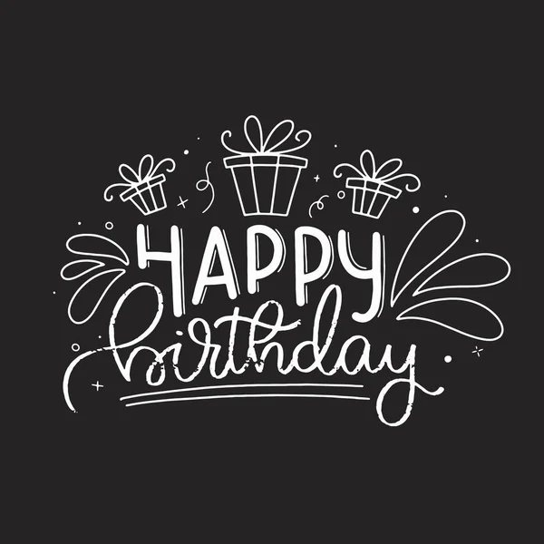 Feliz Aniversário Lettering Card Design Happy Birthday Modern Brush Letras —  Vetores de Stock