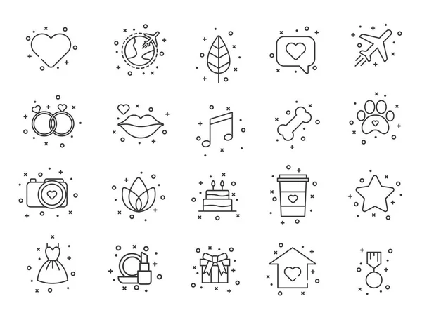 Набор Простых Плоских Универсальных Иконок Природа Любовь Свадьба Музыка Иконы — стоковый вектор