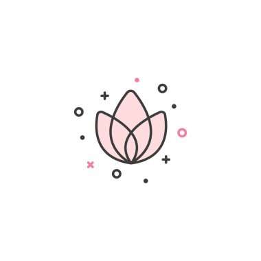 Basit düz lotus simgesi. Sevimli çiçek simgesi. Vektör çizimi.