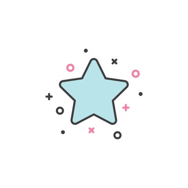 Basit düz yıldız simgesi. Sevimli yıldız simgesi. Vektör çizimi.