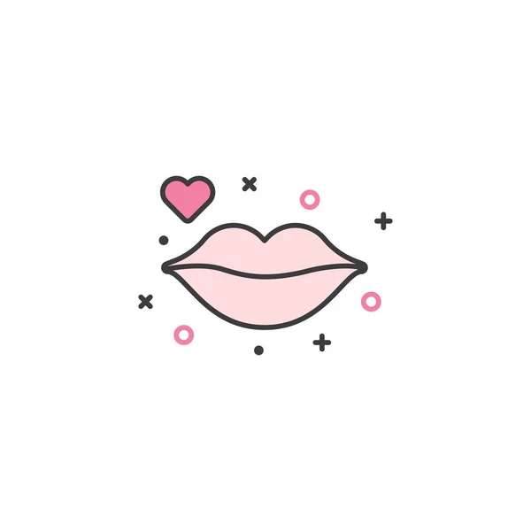 Simple Flat Make Icon Cute Lips Icon Vector Illustration — Stock Vector
