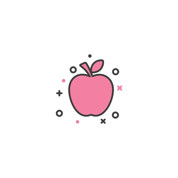 Eenvoudig Plat Apple Icoon Schattig Eten Icoon Vector Illustratie — Stockvector