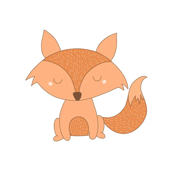 Cute Fox Illustration Ilustrasi Kartun Fox Buatan Tangan Hewan Woodland - Stok Vektor