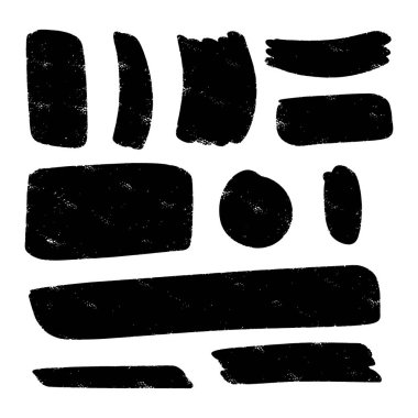 Elle çizilmiş karalama kalem fırçaları. Elle çizilmiş grunge konturları ve grafik öğeleri kümesi. 