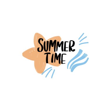 Yaz Saati El Çizilmiş Fırça yazı kompozisyonu. 