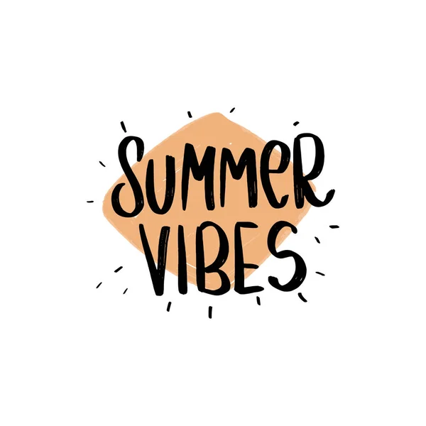 Summer Vibes Hand Drawn Brush Lettering Composition — Stock Vector