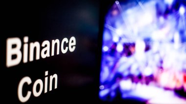 Binance sikke cryptocurrency Token. cryptocurrency borsalarının davranışı, kavram. Modern finansal teknolojiler.